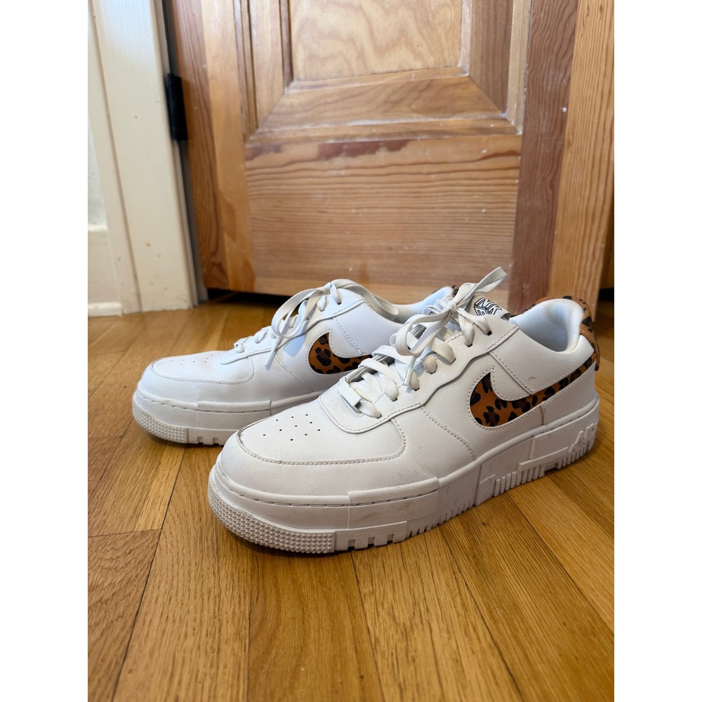 Nike Air Force 1 Pixel White Leopard Print Womens Size 12 Shoes